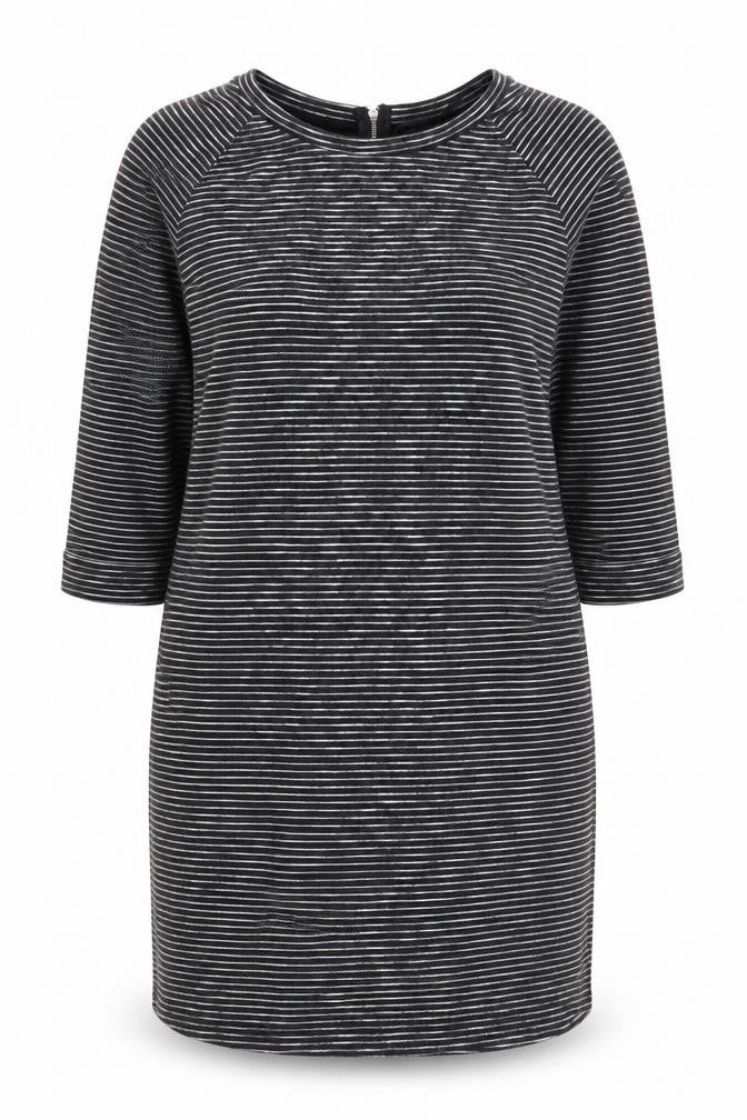 New Look Womens Black Striped  Jumper Dress  Size 14  - Back Zip