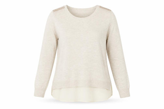 Front view of F&F women’s beige jumper, size UK 12