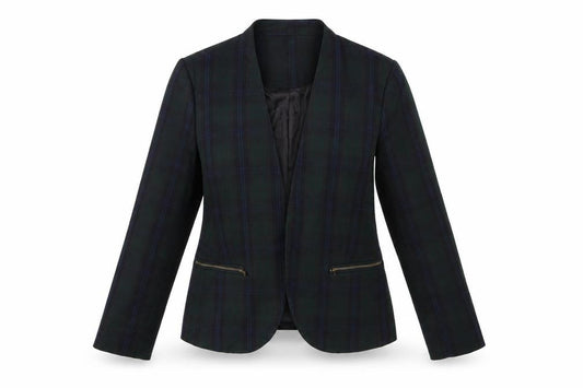 Front view of Peacocks women’s multicoloured check jacket blazer, size UK 12