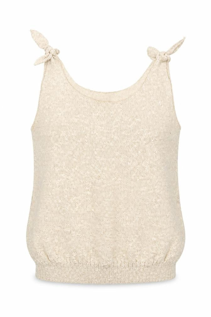 Front view of Preworn women’s beige knit jumper, size UK 16