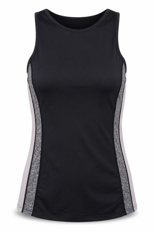 Front view of x-tone women’s black basic tank, size S