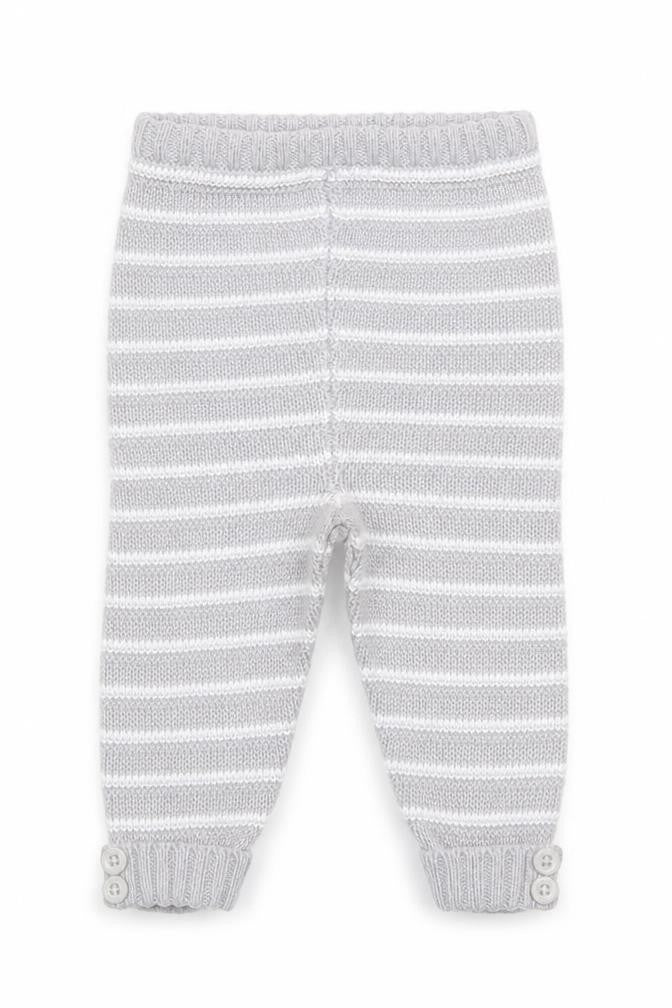 bonjour bebe Boys Grey Striped Knit Capri Trousers Size 0-3 Months