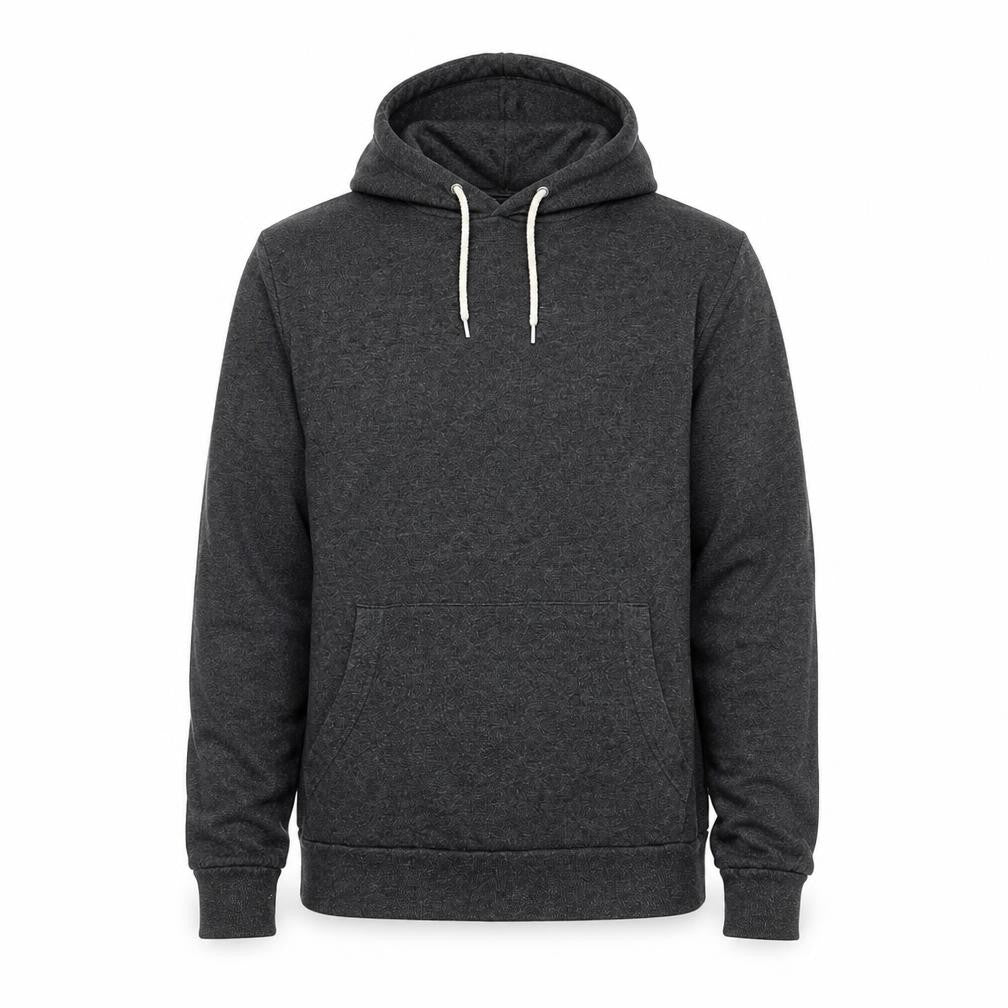 Front view of ASOS men’s grey pullover hoodie, size S