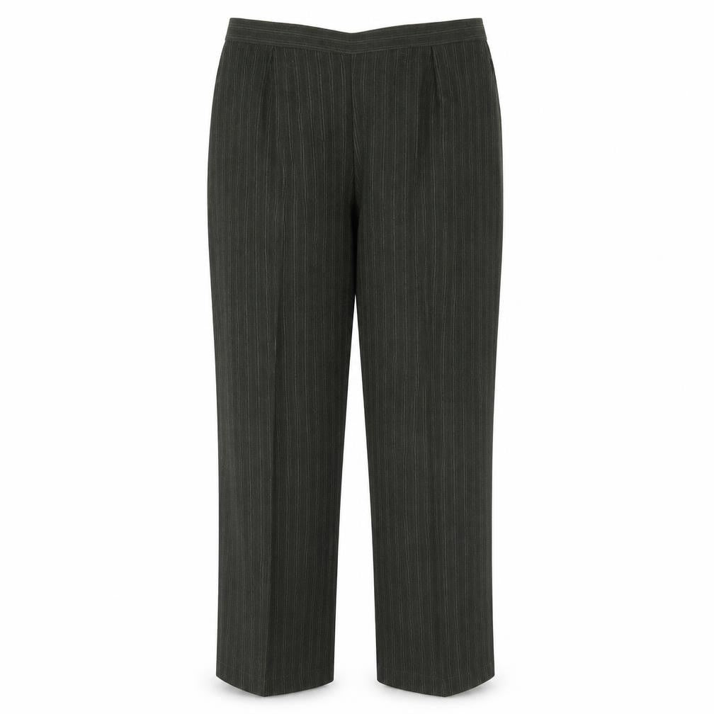 Front view of Preworn women’s green trousers, size UK 20, 30-inch leg