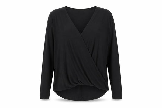 Front view of Atmosphere women’s black basic blouse, size UK 12