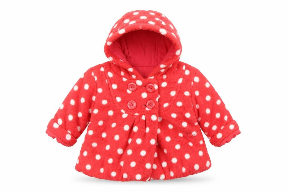 George Girls Red Polka Dot  Overcoat Coat Size 0-3 Months