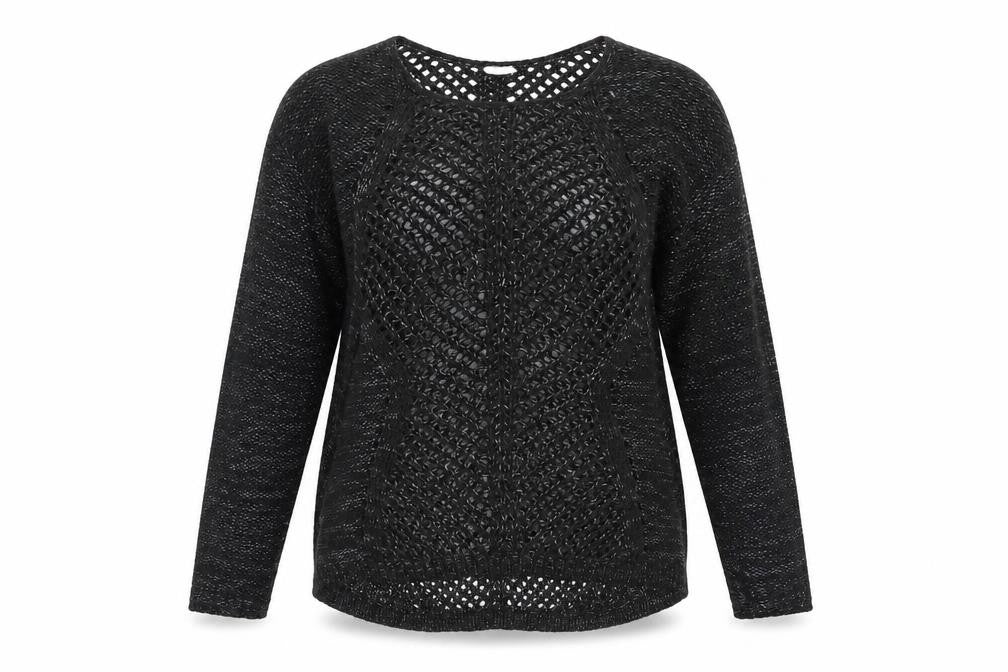 Front view of Papaya women’s black knit jumper, size UK 8