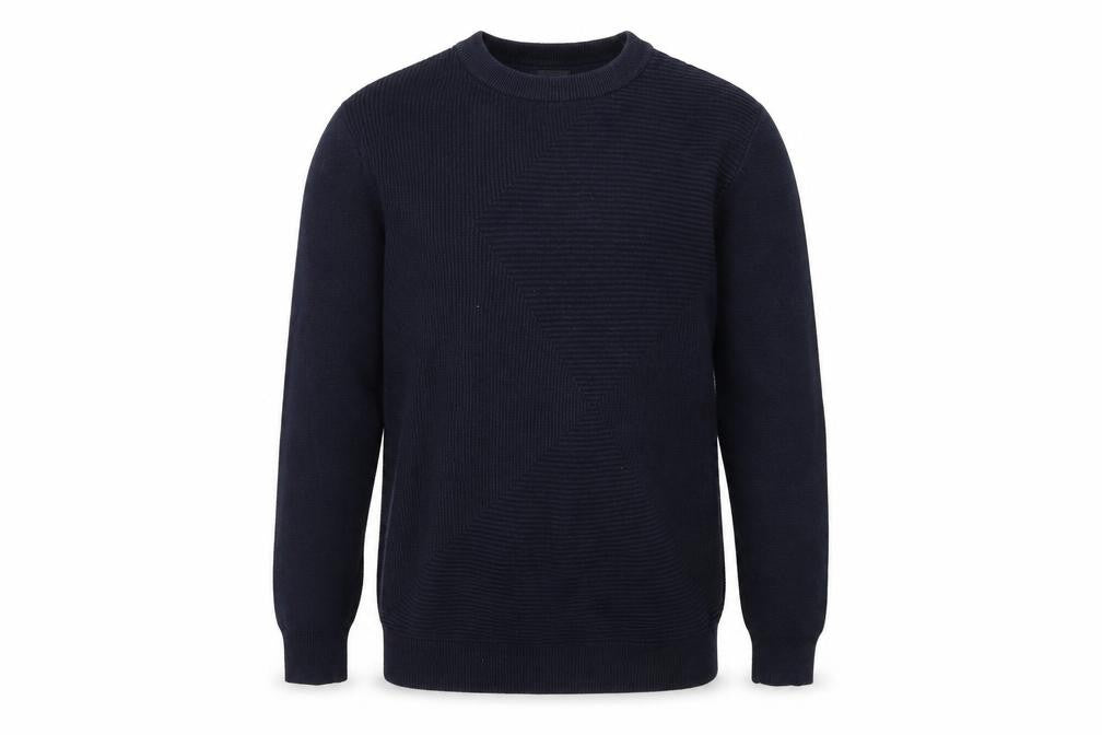 Front view of Next men’s blue knit jumper, size S