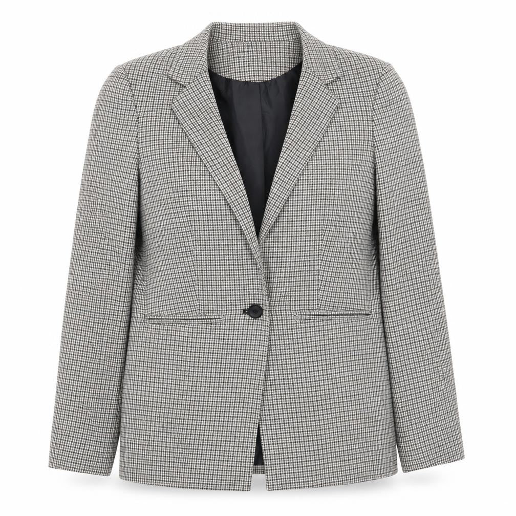 Front view of New Look women’s multicoloured geometric jacket blazer, size UK 6