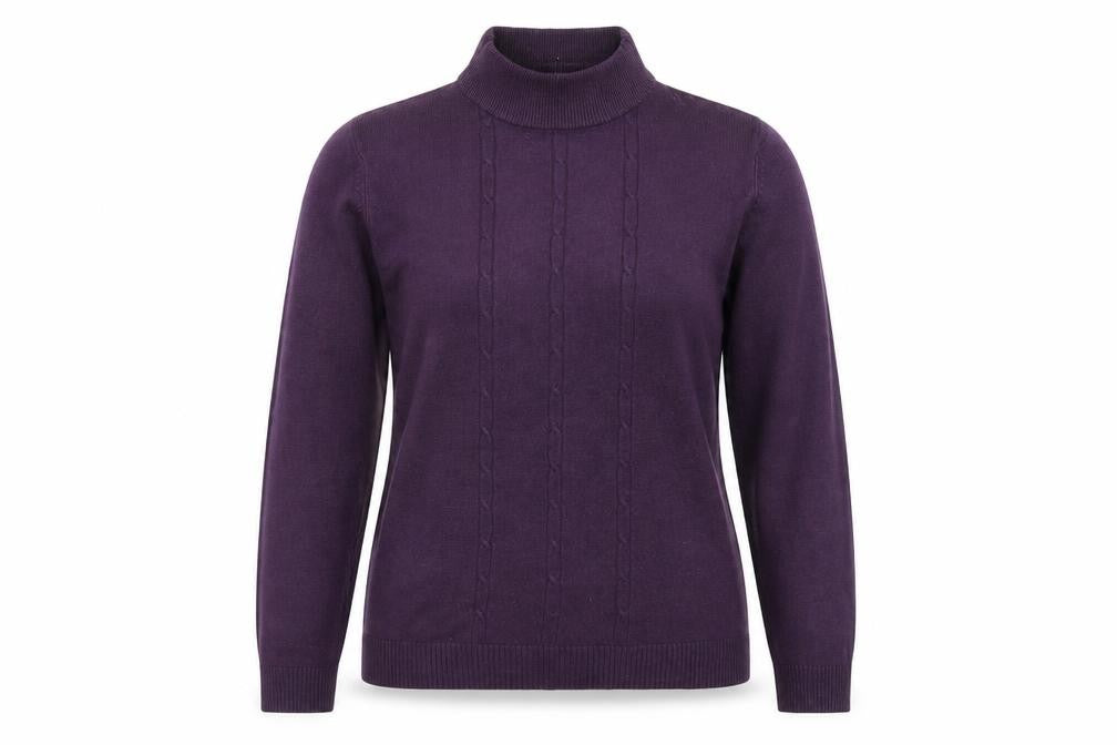 Front view of Pure & Natural women’s purple jumper, size UK 10