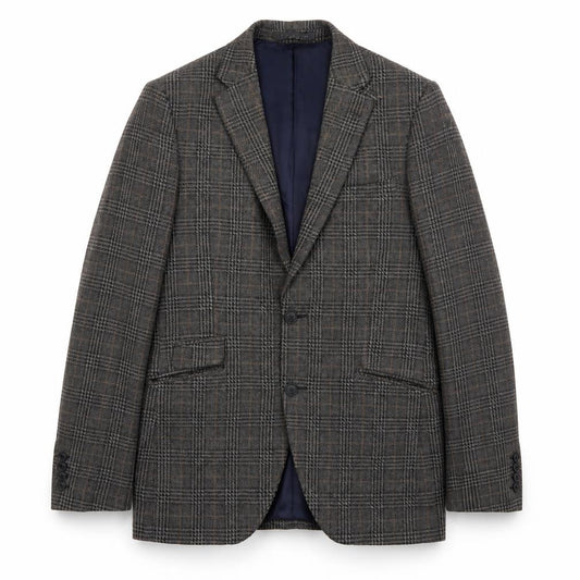Front view of Debenhams men’s brown check jacket suit, size 38