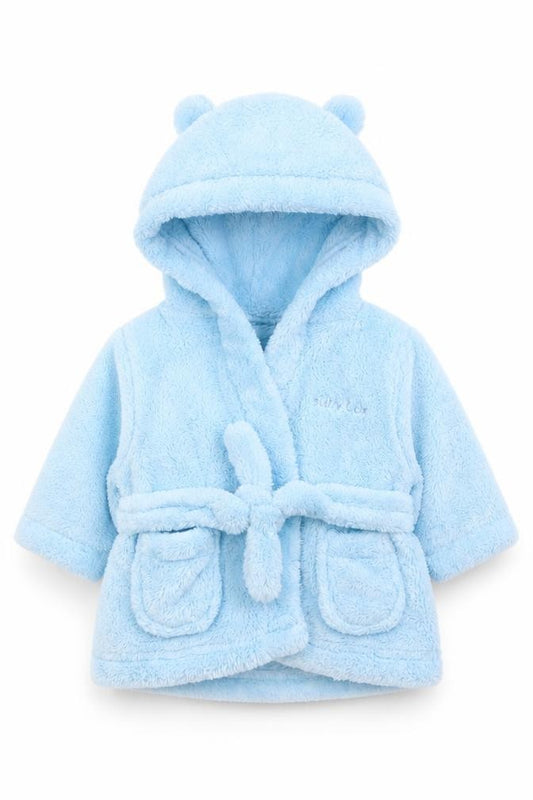 Front view of Preworn Baby Blue Solid Kimono Gown, size 3-6, Months