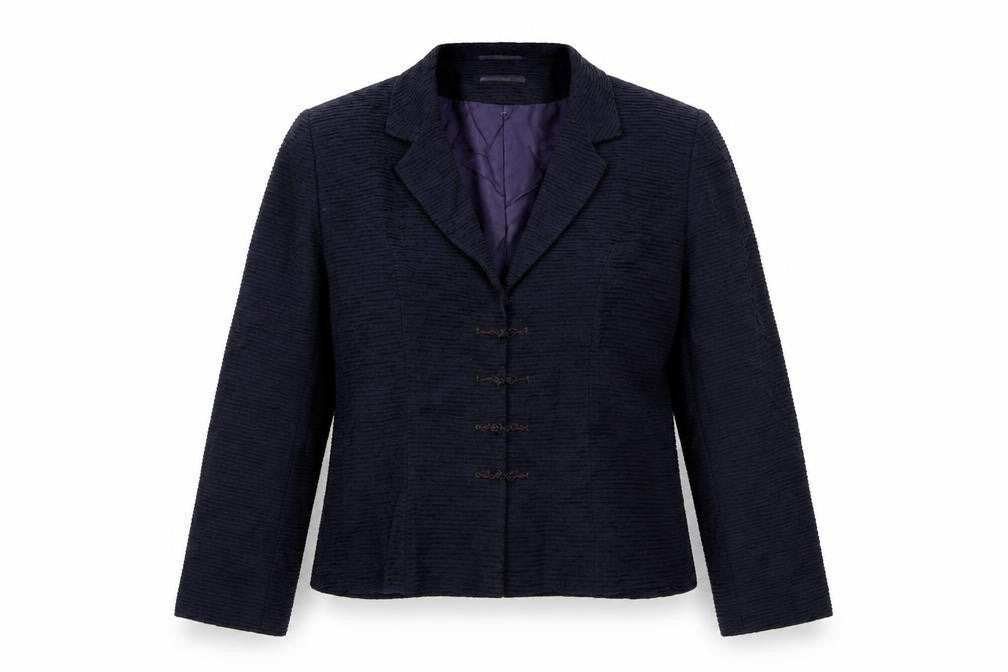 Front view of Kaliko women’s purple jacket blazer, size UK 14