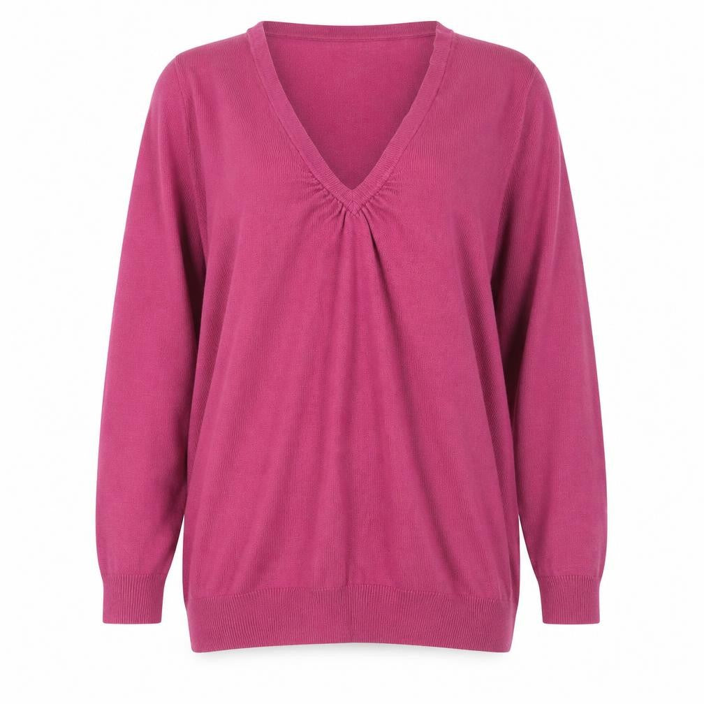 Front view of Marks & Spencer women’s purple knit jumper, size UK 10