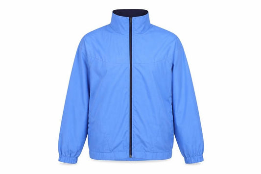 Front view of Bias men’s blue jacket, size M