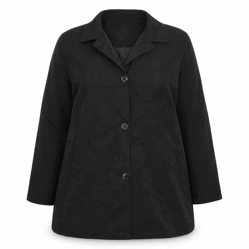 Front view of Special Collection women’s black jacket coat, size UK 14