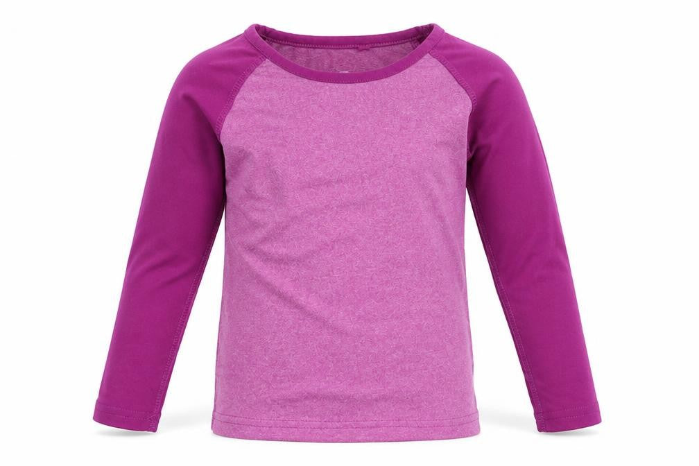Front view of Crane girls’ purple basic t-shirt, size 5-6, years