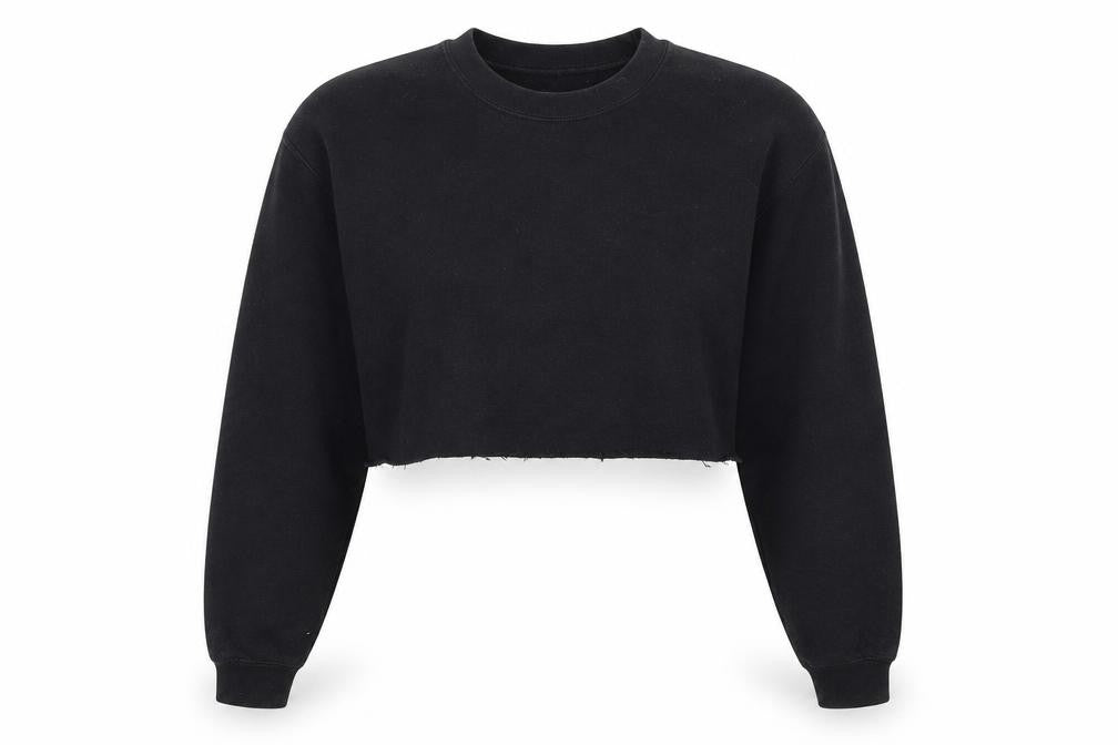 Front view of PRETTYLITTLETHING women’s black pullover sweatshirt, size S