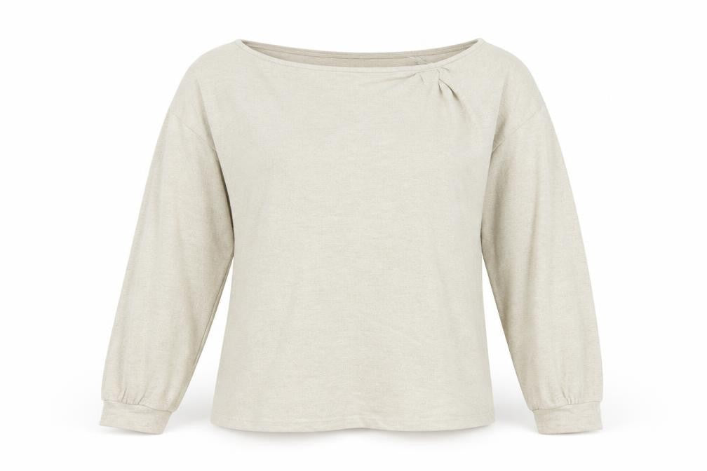 Front view of Marks & Spencer women’s beige jumper, size UK 12