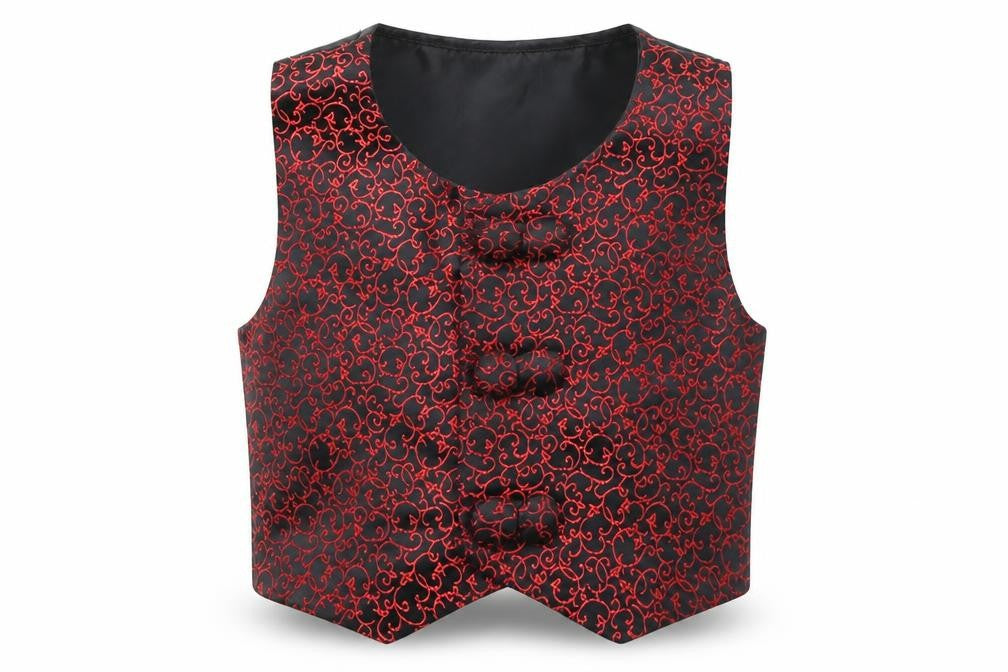 Front view of Preworn boys’ red paisley basic casual, size 4-5, years