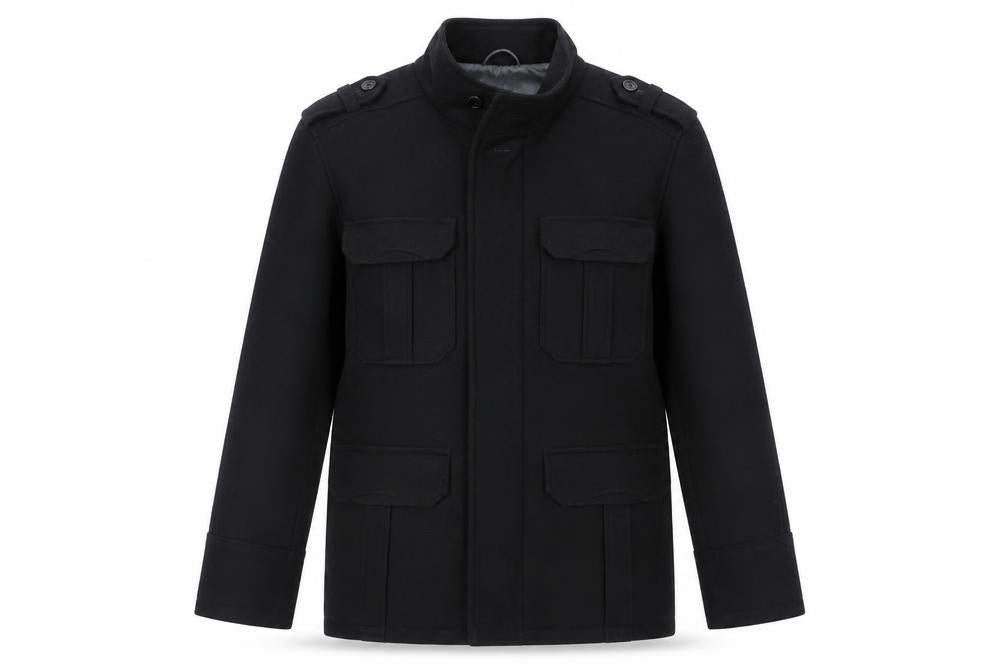 Front view of Butler & Webb women’s black jacket coat, size M