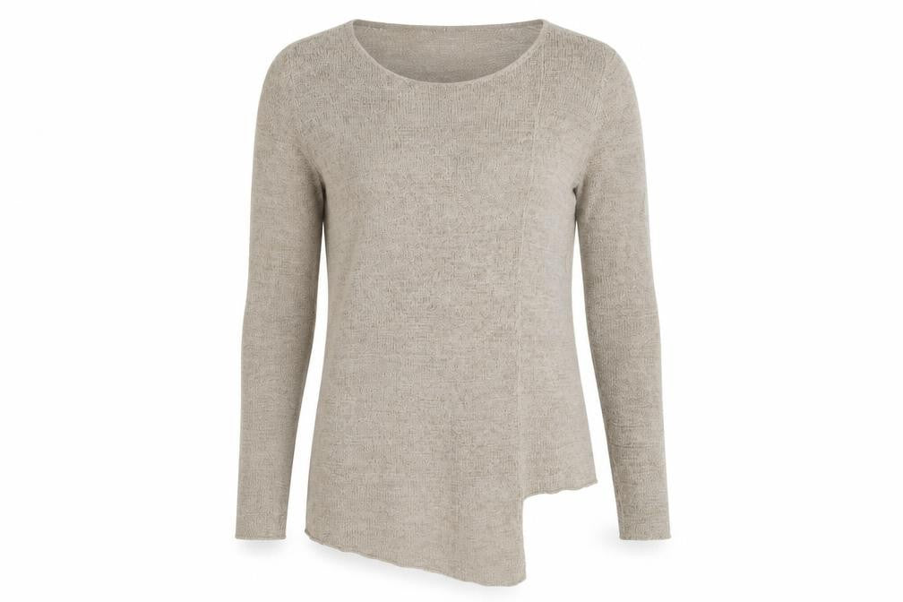 Front view of H&M women’s beige pullover sweatshirt, size S