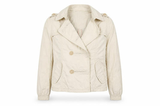Front view of sprit women’s white jacket, size UK 14