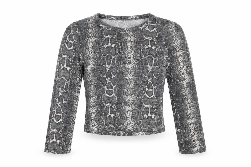 Front view of Zara women’s green animal print cropped blouse, size S
