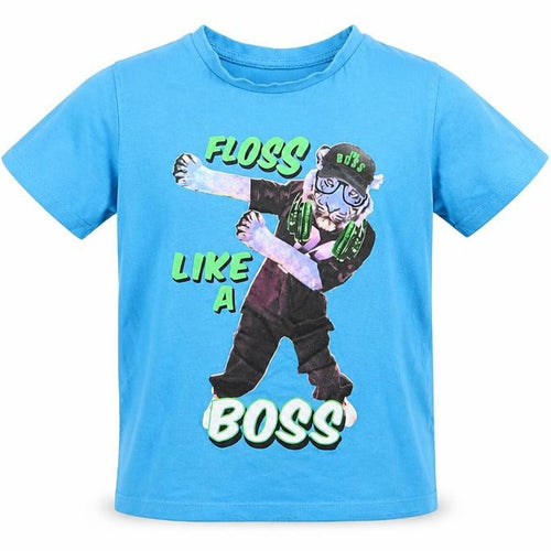 Pep & Co Boys Blue Animal Print  Basic T-Shirt Size 7-8 Years  - Floss like a boss
