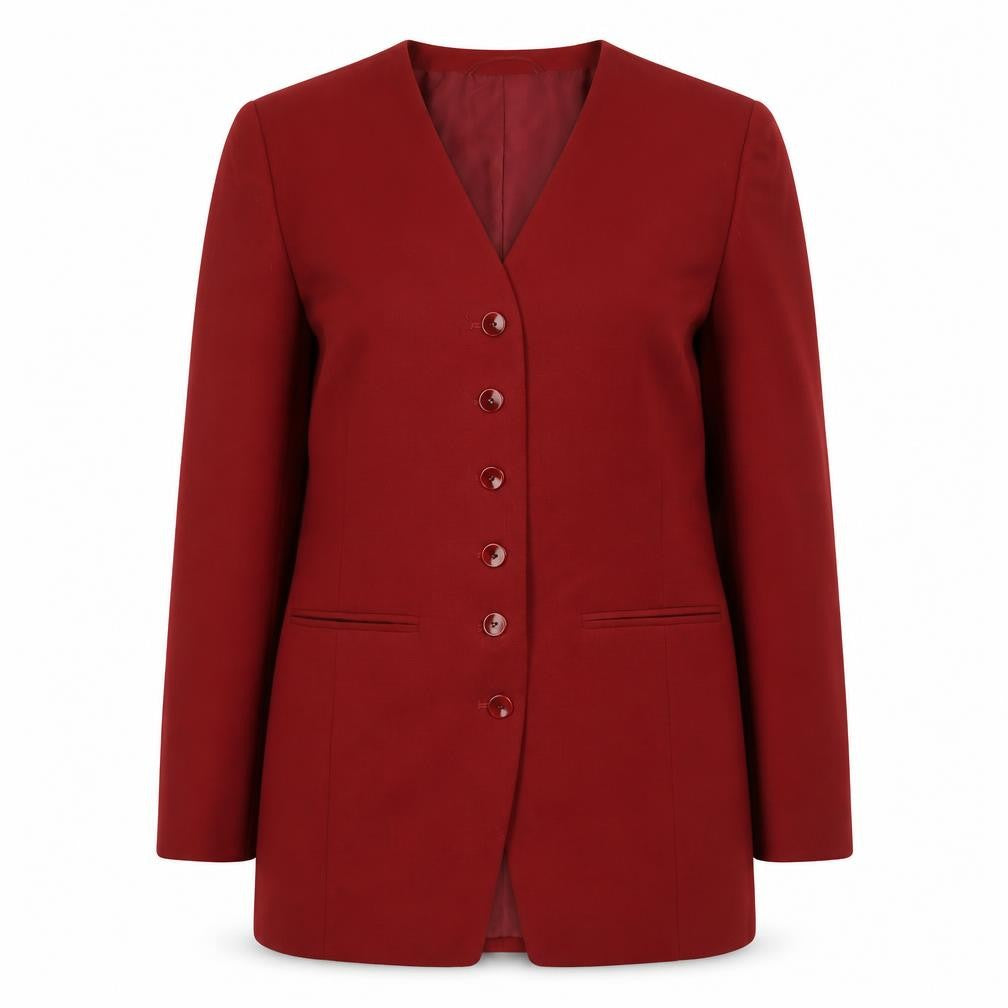 Front view of Planet women’s red jacket sport coat, size UK 12