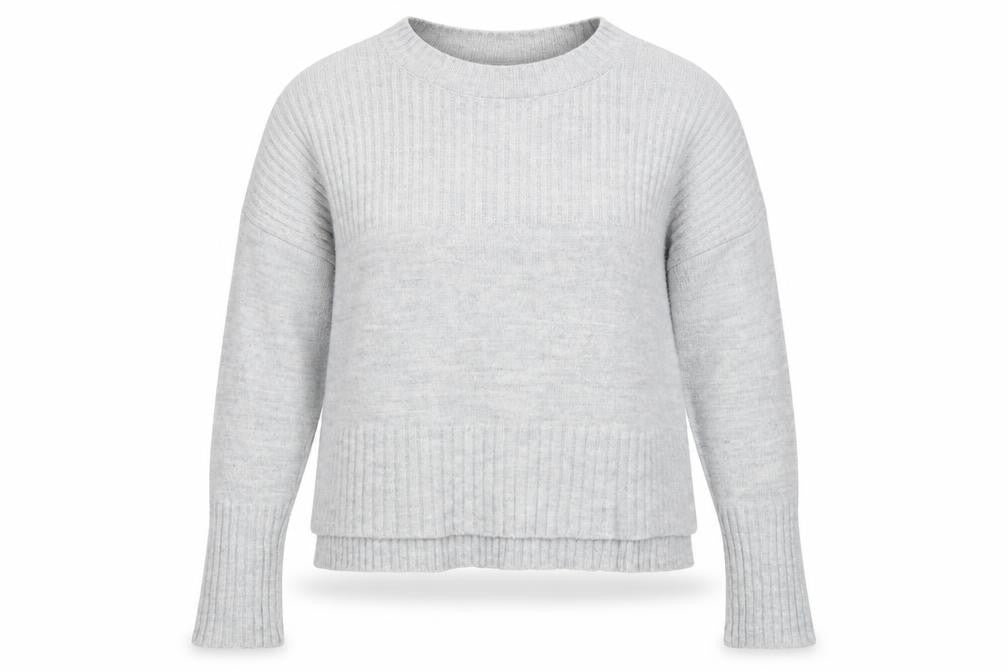 Front view of Miss Selfridge women’s grey jumper, size UK 8