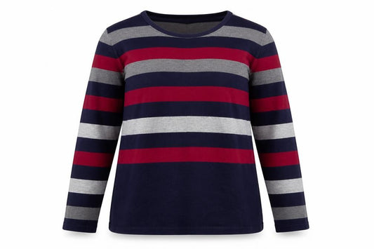 Front view of Chianti women’s multicoloured striped jumper, size XL