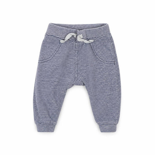 Front view of George Baby Blue Striped Jogger Trousers, size 3-6, Months