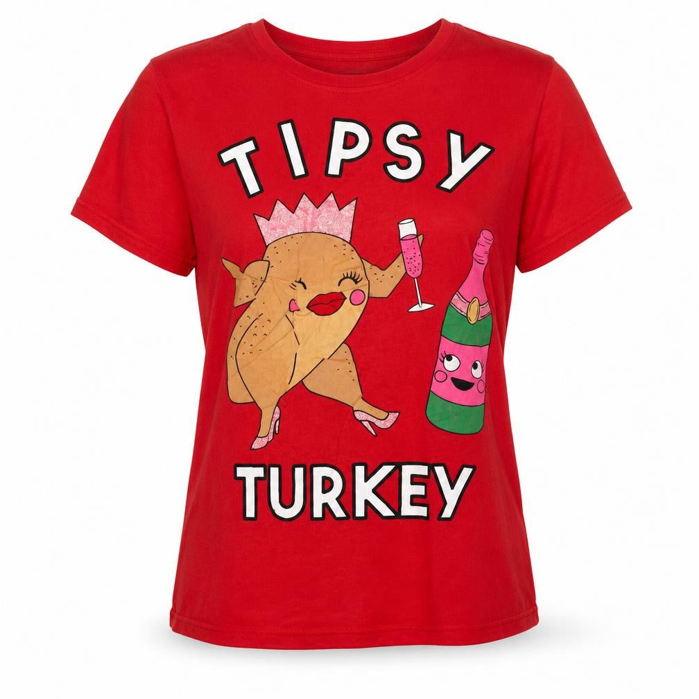 Studio Sleepwear Womens Red   Top Pyjama Top Size 12  - Christmas Tipsy Turkey