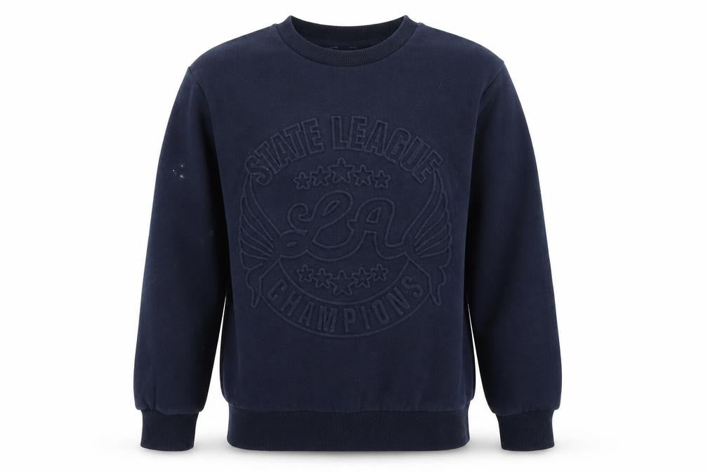 Front view of Next boys’ blue pullover sweatshirt, size 10, years