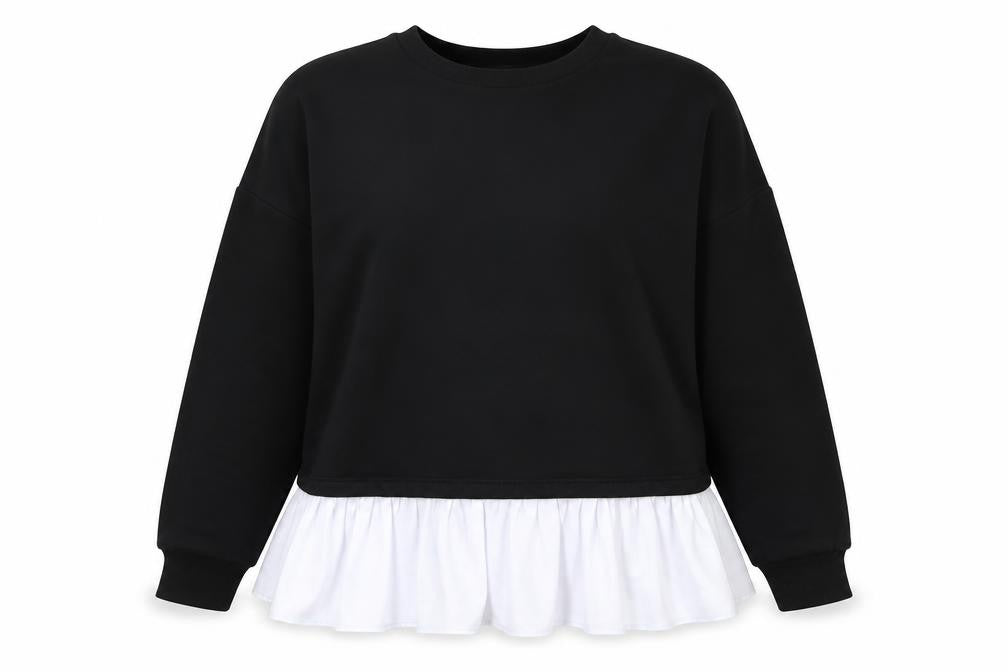 Front view of Dorothy Perkins women’s black pullover sweatshirt, size L
