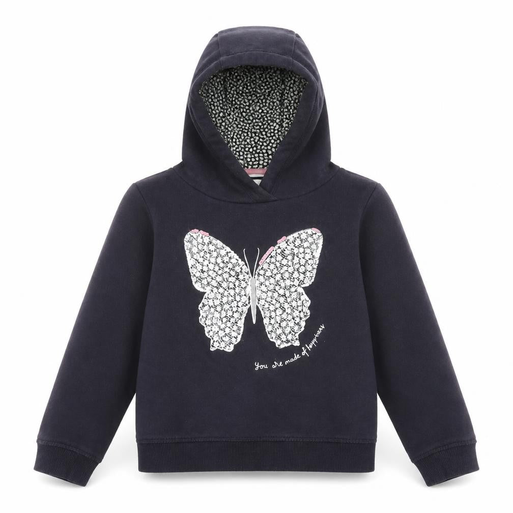 H&M Girls Black   Pullover Hoodie Size 7 Years  - Butterflies