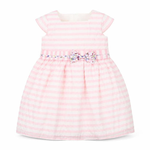 Brums Girls White Striped  Fit & Flare  Size 9-12 Months