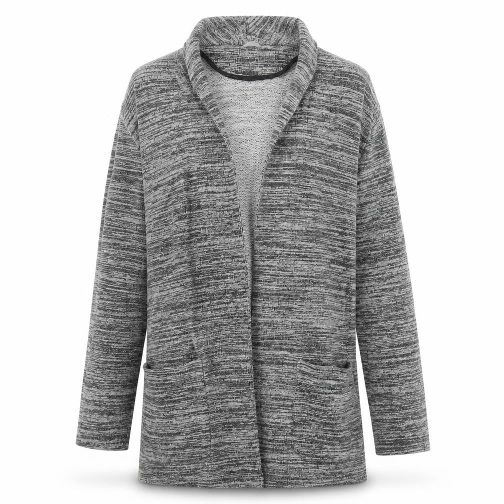 Front view of Divided women’s black herringbone overcoat coat, size UK 10