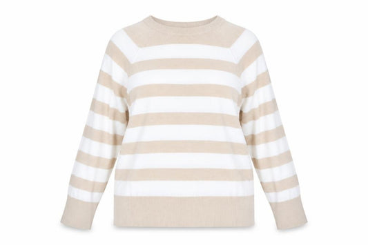 Front view of M&Co women’s multicoloured striped jumper, size UK 16