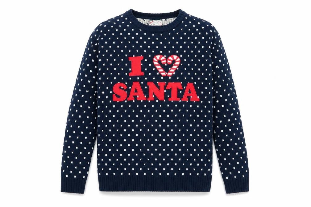 Front view of Primark men’s blue polka dot jumper, size S