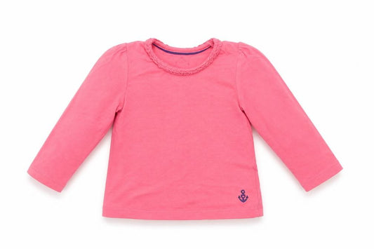 Front view of mamas & papas Baby Pink Basic T-Shirt, size 9-12, Months