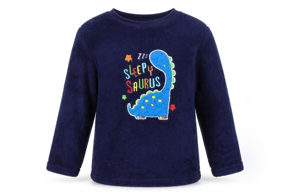 Front view of Chill out boys’ blue pyjama top, size 6-7, years