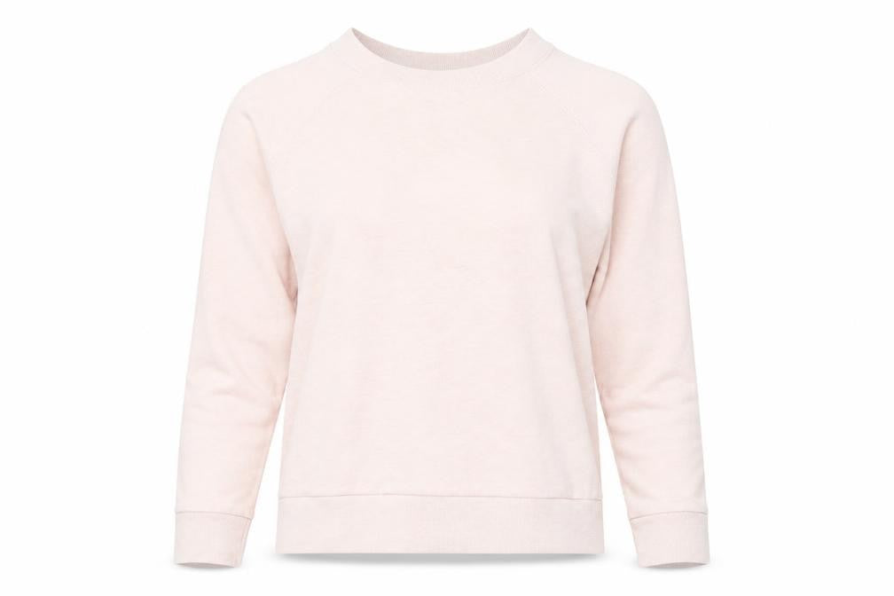 Front view of H&M women’s pink pullover sweatshirt, size XS