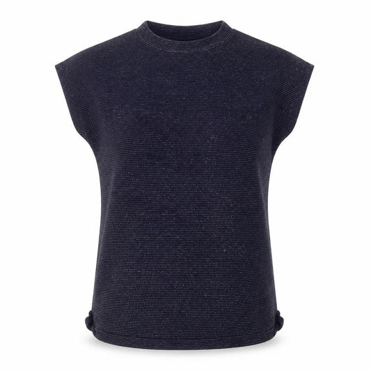 Front view of Next women’s blue striped basic blouse, size UK 8