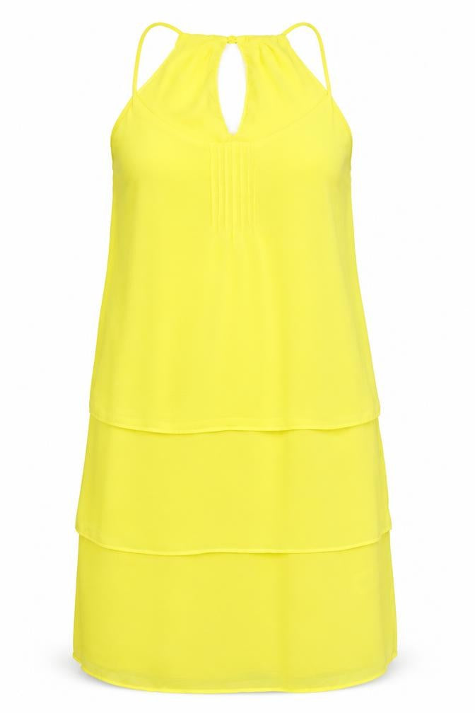 Front view of H&M women’s yellow a-line, size UK 8