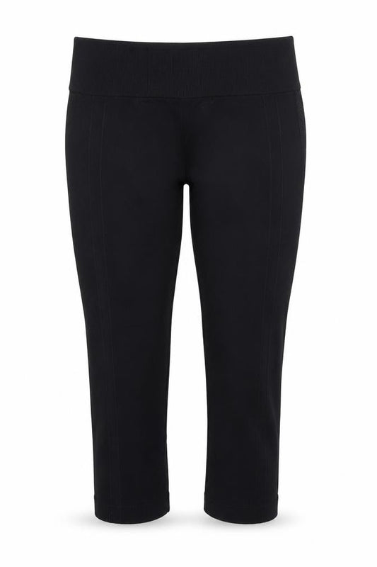 Front view of WorkOut women’s black cropped leggings, size UK 10, 19-inch leg