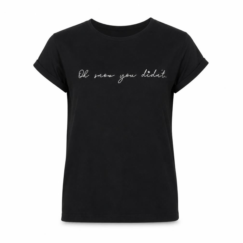 Front view of M&Co girls’ black basic t-shirt, size 12, years