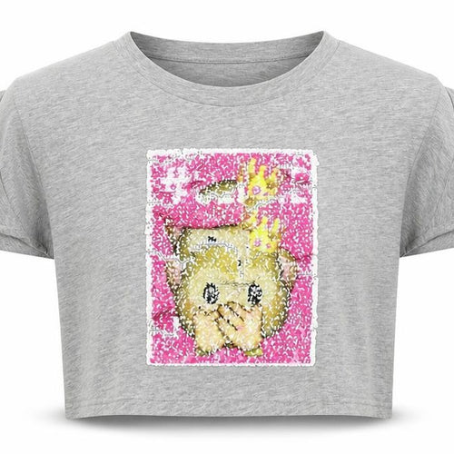 YD Girls Grey   Cropped T-Shirt Size 10-11 Years