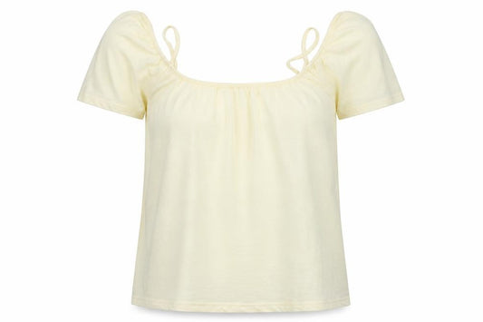 Front view of H&M women’s beige basic blouse, size L